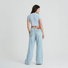 Tricou crop top reiat cu adaos de modal NOWEAR