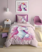 Unicorn, Fluo, set lenjerie de pat, single, 160-200 cm