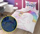 Unorog, Fluo, set lenjerie de pat single din bumbac, 160-200 cm