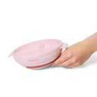 BabyOno, farfurie din silicon cu ventuza si capac, roz