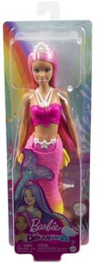 Barbie, papusa sirene, roz-galben coada