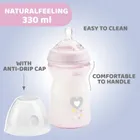 Chicco, NaturalFeeling, sticla din plastic, debit medium, roz, 6 luni+, 330 ml