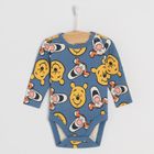 Cool Club, Body cu maneca lunga pentru baieti, albastru, bleumarin, imprimeu Winnie the Pooh, set, 3 buc.