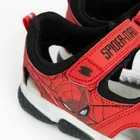 Cool Club, Sandale pentru baieti, rosu, talpa cu leduri, brant din piele, imprimeu Spider-Man