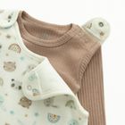 Cool Club, Set pentru bebelusi, Body cu maneca lunga, din tricot striat, Salopeta cu botosei, velur, mix