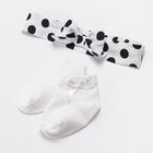 Cool Club, Set pentru fete, rochie cu maneca scurta, bentita, sosete, alb-negru, cu buline