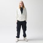 Hanorac oversize alb cu fermoar NOWEAR