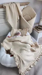 MimiNu, set: patura 60-70 cm + perna 30-40 cm, muselina, bej