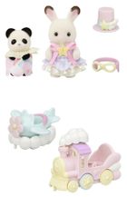 Sylvanian Families, Amusement Park Ride Set - Plain & Train, set de joaca cu figurine, 5819