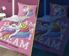 Unicorn, set lenjerie de pat single, fluo, 160-200 cm