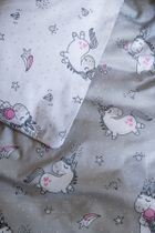 Unicorni, set lenjerie de pat si aparatori patut, 3 piese, gri, 90-120 cm