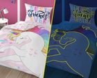 Unorog, Fluo, set lenjerie de pat single din bumbac, 160-200 cm