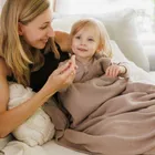 BabyOno, Patura din bumbac cu captuseala din flanela, bej inchis, 75-100 cm