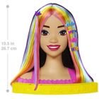 Barbie, Cap Stilist Curcubeu Neon + Color Reveal accesorii, set de joaca