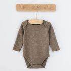 Cool Club, Body cu maneca lunga pentru baieti, maro, ecru, imprimeu animale salbatice, set 3 buc.
