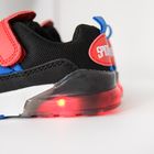 Cool Club, Pantofi sport pentru baieti, negru-albastru, cu lumini led, imprimeu Spider-Man