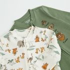 Cool Club, Pijama tip salopeta pentru baieti, ecru, verde, imprimeu Lion King, set, 2 buc.