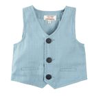 Cool Club, Set pentru baieti, body-camasa cu maneca lunga, vesta, pantaloni din material textil, papion, alb-albastru
