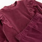 Cool Club, Set pentru fete, Bluza, Colanti, din tricot striat, velur, burgundia