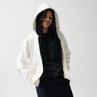 Hanorac oversize alb cu fermoar NOWEAR