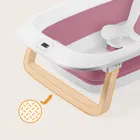 Lionelo, Baby Bubble, cadita de baie pliabila cu termometru, Pink Magnolia