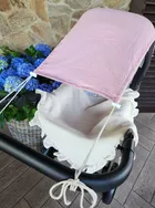 MimiNu, baldachin pentru carucior, protectie de soare, muselina de bumbac, roz
