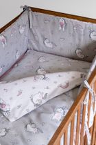Unicorni, set lenjerie de pat si aparatori patut, 3 piese, gri, 90-120 cm