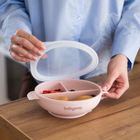 BabyOno, farfurie din silicon cu ventuza si capac, roz