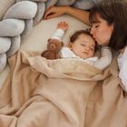 BabyOno, Patura din bumbac cu captuseala din flanela, bej deschis, 75-100 cm