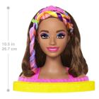 Barbie, Papusa de coafat, Culorile curcubeului neon - par castaniu, accesorii Color Reveal, set de joaca