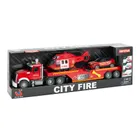 City Fire, pompieri, set vehicule de urgenta pe platforma, 1:14