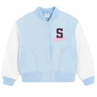 Cool Club, Geaca de baseball cu gluga pentru fete, albastru, imprimeu Lilo si Stitch