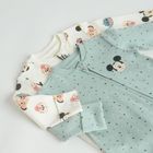 Cool Club, Pijama tip salopeta pentru baieti, ecru, verde, imprimeu Disney, set, 2 buc.