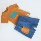 Cool Club, Set pentru baieti, Tricou, Pantaloni scurti, maro-albastru