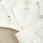 Cool Club, Set pentru bebelusi, Body cu maneca lunga, Pijama tip salopeta, Pantaloni cu botosei, Caciula, alb