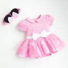 Cool Club, Set pentru fete, Body-rochie cu maneca scurta pentru fete, Bentita, roz, imprimeu Minnie Mouse