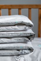 Elefanti, set lenjerie de pat si aparatori patut, 3 piese, menta verde, 90-120 cm