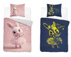 Fluo, set de lenjerie de pat pentru tineri, 140-200 cm + 70-80 cm, Rabbit