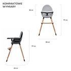 Kinderkraft, Fini, scaun inalt pentru hranire copii 2in1, negru