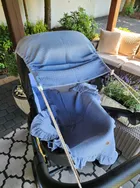 MimiNu, baldachin pentru carucior, protectie de soare, muselina de bumbac, denim