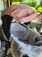 MimiNu, baldachin pentru carucior, protectie de soare, muselina de bumbac, roz