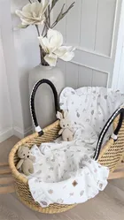 MimiNu, set: patura din muselina, 60-70 cm + perna cu fata de perna, 40-30, frunze bej