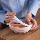 BabyOno, farfurie din silicon cu ventuza si capac, roz