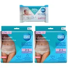 Canpol babies, set pentru mame dupa nastere: chiloti postnatali, marime L/XL, 2 buc. + servetele umede, 60 buc.