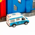 City Action, Politie si pompieri, garaj cu vehicule si walkie-talkie, lumini si sunete