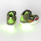Cool Club, Pantofi pentru baieti, kaki, brant din piele, talpa cu leduri