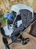 MimiNu, baldachin pentru carucior, umbrela de soare, muselina de bumbac, gri