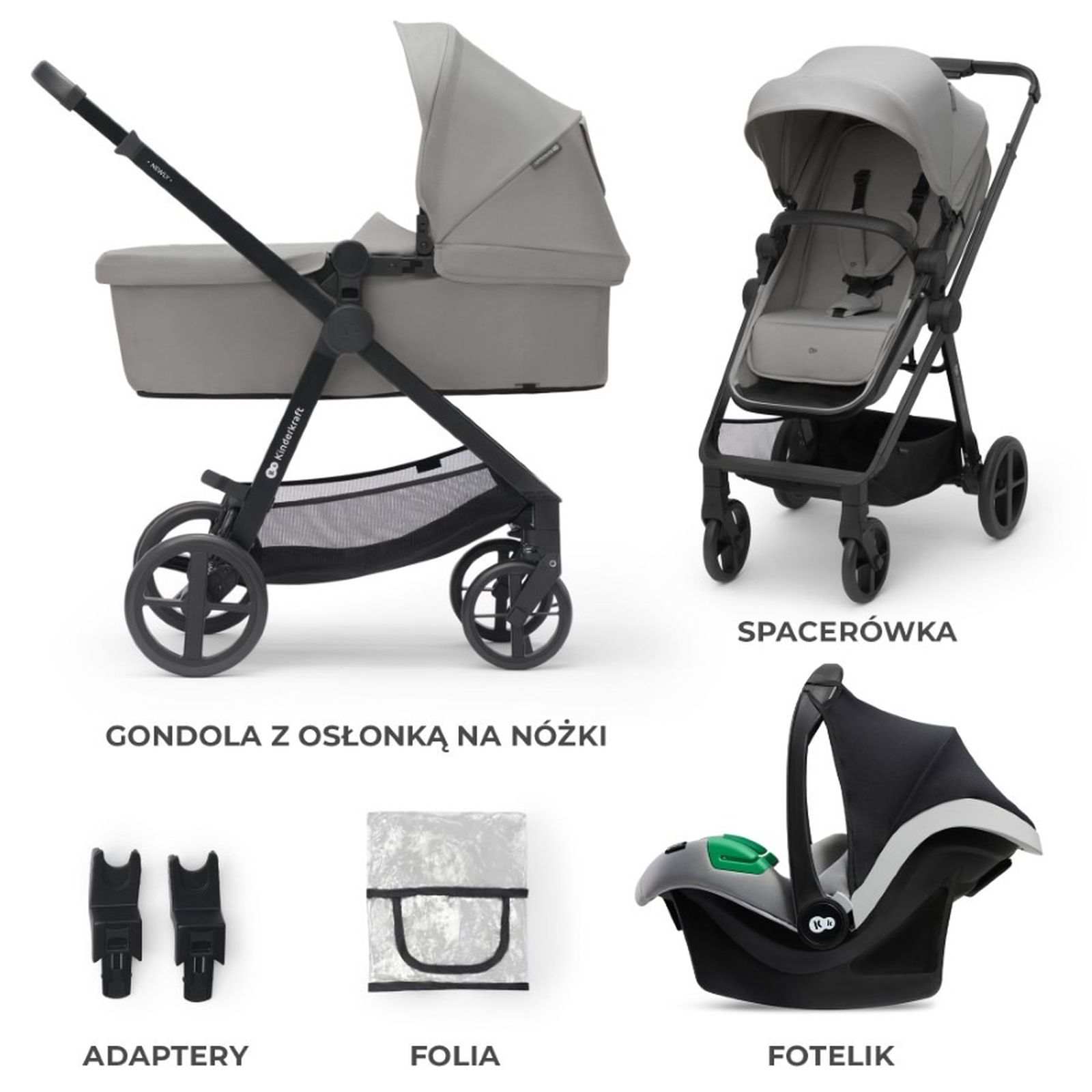 Kinderkraft, Newly 3in1 Mink Pro, carucior multifunctional 3in1