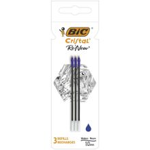 Bic, Cristal Re'new Metal, rezerva pix, albastru, 3 buc.