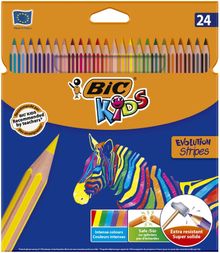 Bic, Kids, Evolution Stripes, creioane colorate, 24 buc.